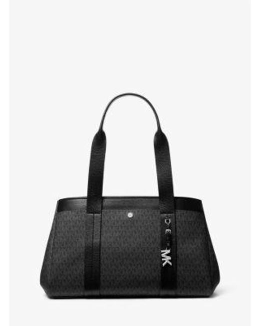 Michael Kors Black Romee Large Signature Logo And Leather Tote Bag