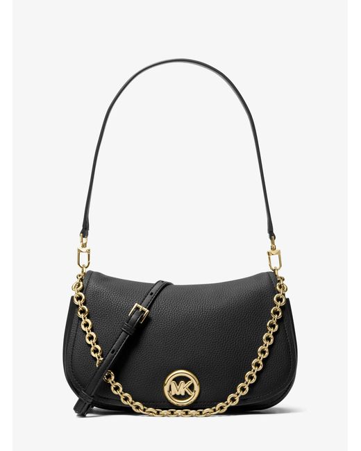 MICHAEL Michael Kors Black Mk Nolita Medium Pebbled Leather Convertible Shoulder Bag