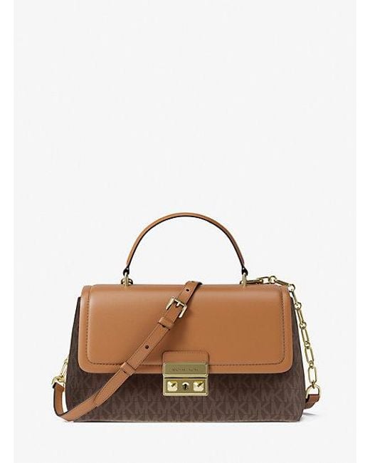 Michael Kors Brown Tribeca Medium Signature Logo Satchel
