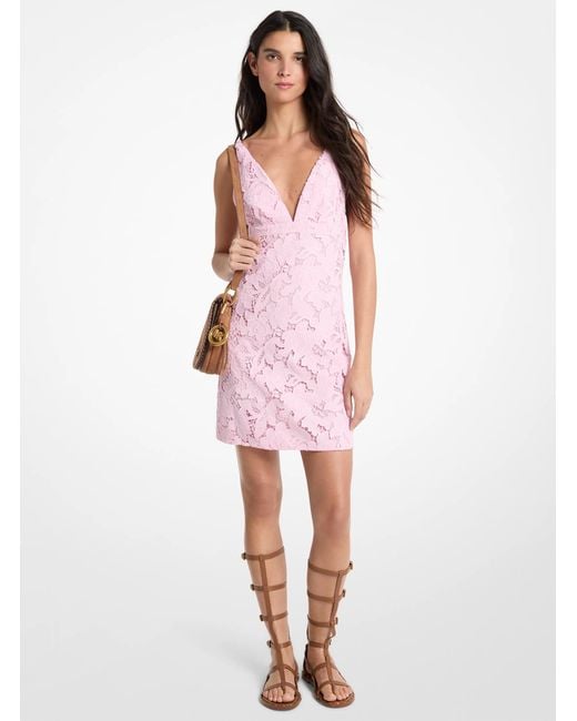 MICHAEL Michael Kors Pink Mk Corded Floral Lace Mini Dress