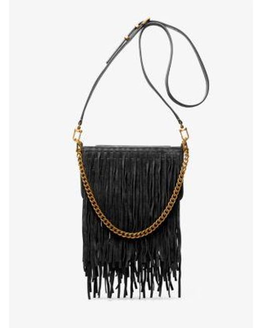 MICHAEL Michael Kors White Bryant Small Fringed Suede Convertible Pochette