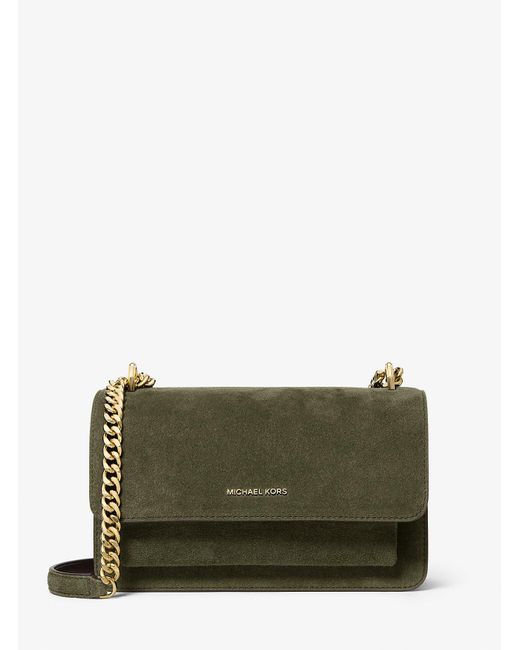 Michael Kors Mk Claire Large Suede Shoulder Bag in Green Lyst UK