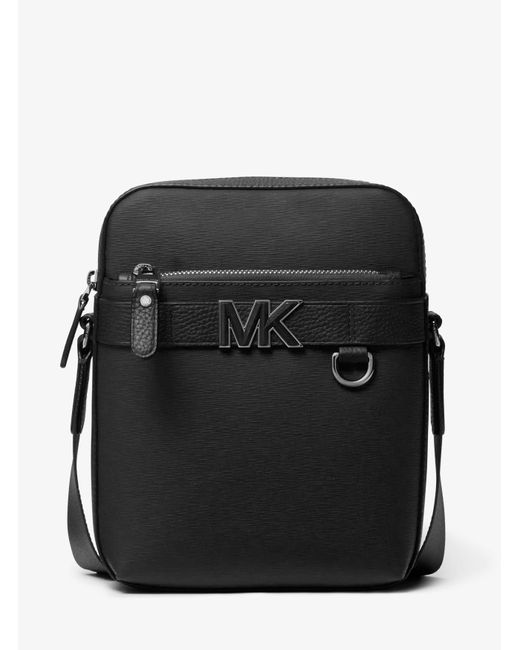 Michael Kors Black Mk Hudson Leather Flight Bag for men