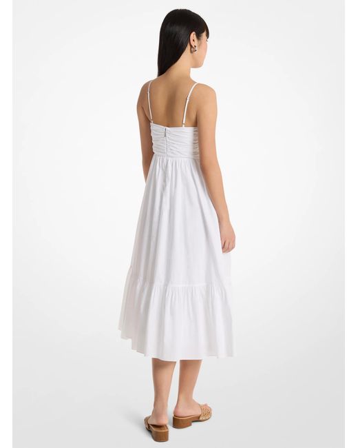 Michael Kors White Mk Cotton Poplin Midi Dress