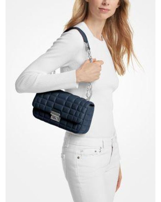 MICHAEL Michael Kors Blue Tribeca Large Quilted Leather Shoulder Bag