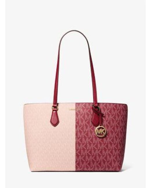Michael Kors Pink Sheila Large Two-Tone Signature Logo Tote Bag