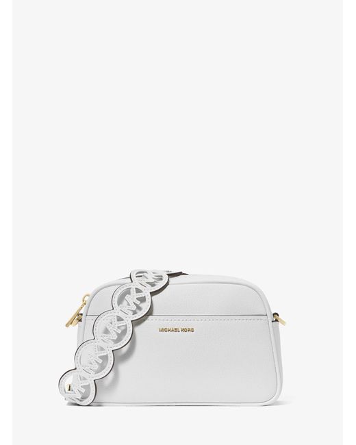 MICHAEL Michael Kors White Mk Jet Set Small Leather Camera Crossbody Bag