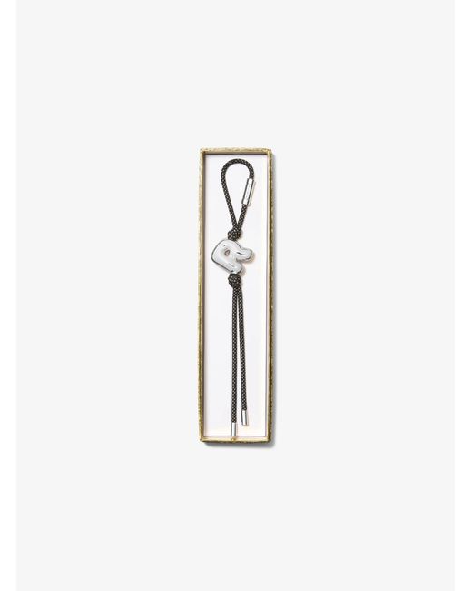 MICHAEL Michael Kors White Mk Initial-Tone And Speckled Cord Bag Charm