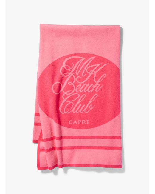 Michael Kors Pink Cotton And Cashmere Mk Beach Club Towel