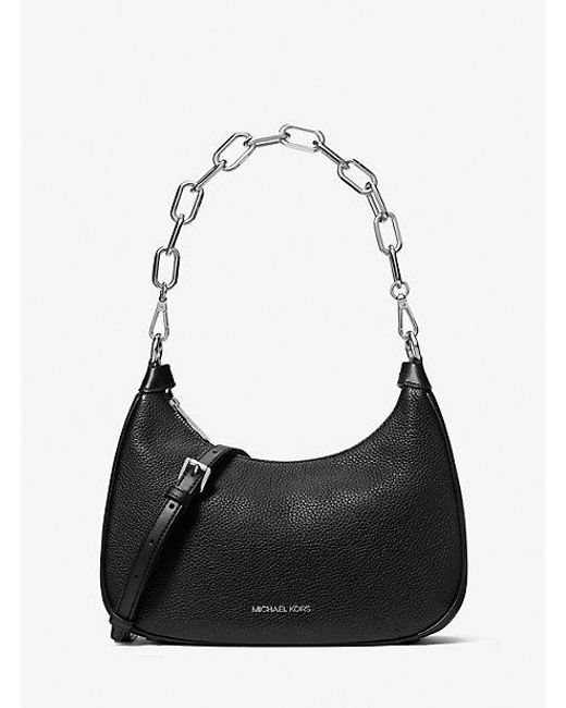 Michael Kors Black Cora Large Pebbled Leather Shoulder Bag