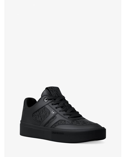 Michael Kors Black Mk Dane Mixed-Media Trainers for men