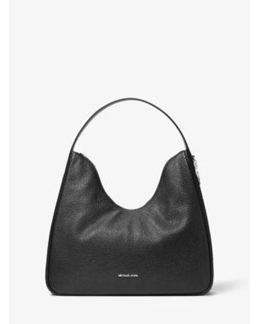 Michael Kors Black Nayla Medium Pebbled Leather Hobo Shoulder Bag