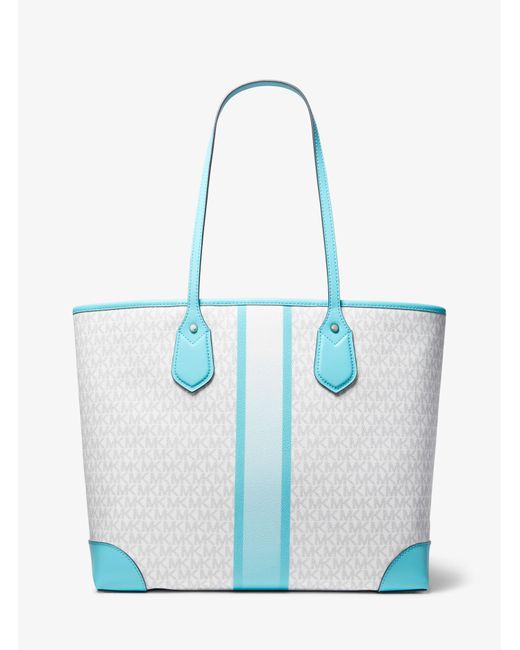Michael Kors Eva Large Logo Stripe Tote Bag in Blue | Lyst