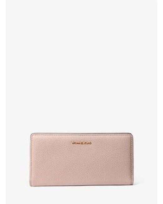Michael Kors Pink Bryant Large Pebbled Leather Snap-Front Wallet