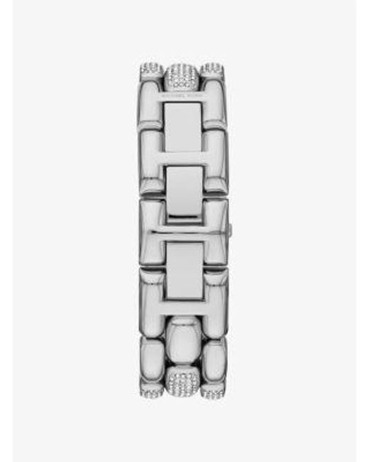 Michael Kors White Mini Hally Pavé-Tone Watch
