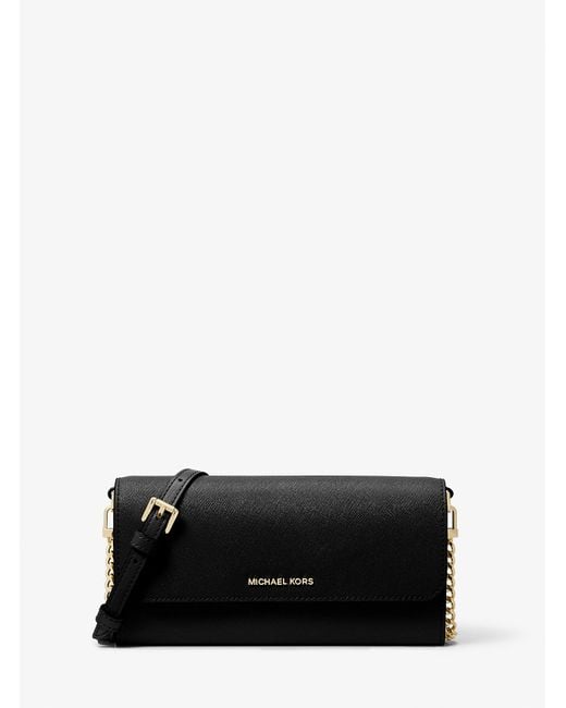 MICHAEL Michael Kors Black Mk Jet Set Large Saffiano Leather Convertible Crossbody Bag