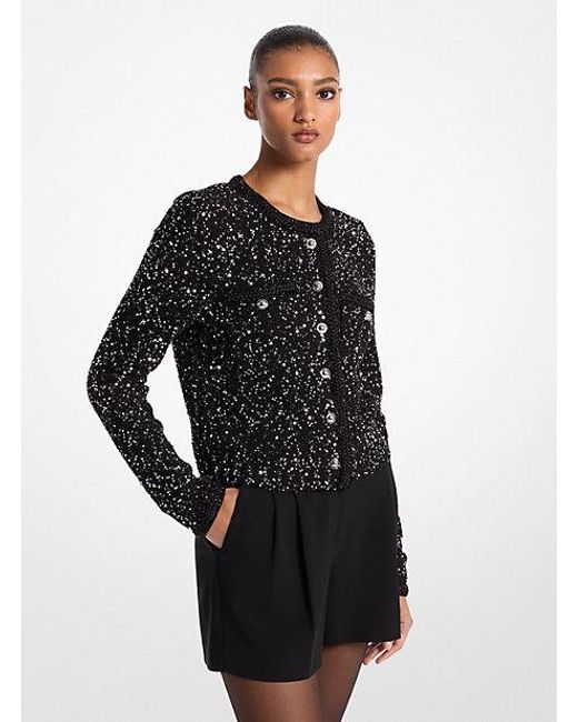 MICHAEL Michael Kors Black Sequined Metallic Stretch Knit Jacket for men