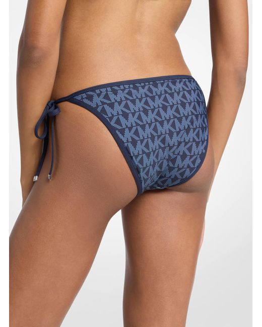 MICHAEL Michael Kors Blue Mk Reversible Logo Bikini Bottom