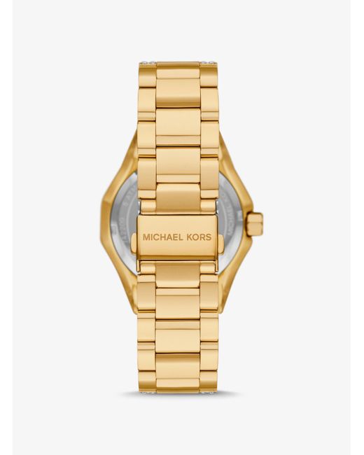 Montre Raquel surdimensionnée dorée à pierres pavées Michael Kors en coloris Metallic