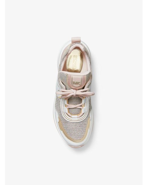 olympia glitter chain mesh and leather trainer