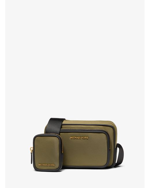 Michael Kors Green Mk Brooklyn Nylon Camera Bag With Pouch for men