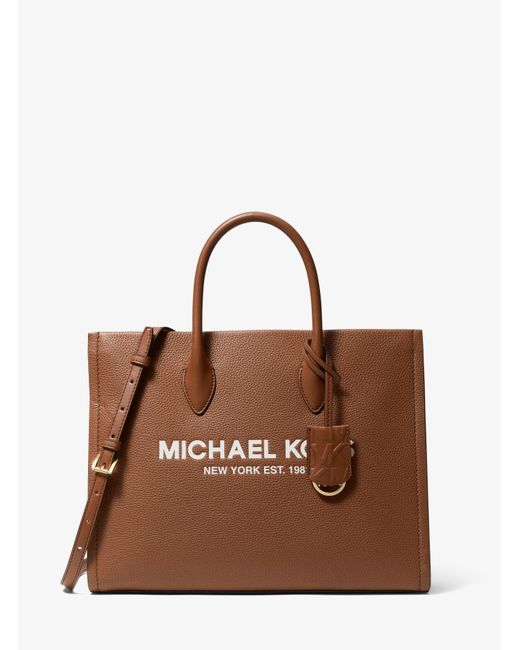 Michael Kors Brown Mirella Medium Pebbled Leather Tote Bag