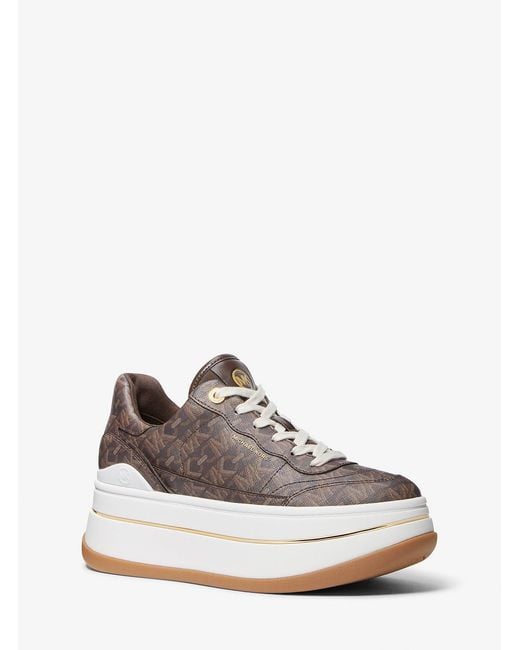 MICHAEL Michael Kors White Mk Hayes Empire Signature Logo Platform Trainers