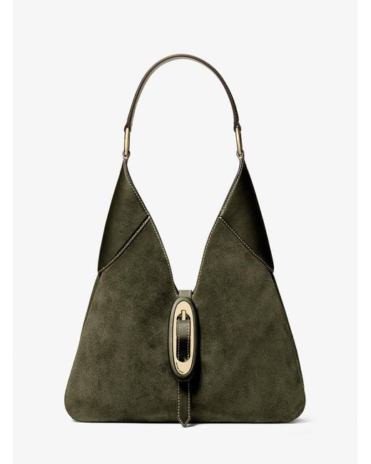 MICHAEL Michael Kors Green Mk Cornelia Medium Suede Hobo Shoulder Bag