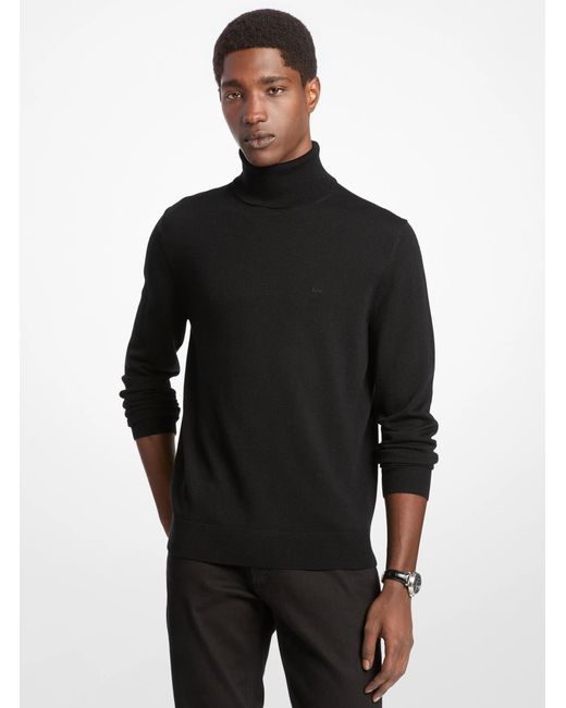 Michael Kors Black Merino Turtleneck Sweater for men