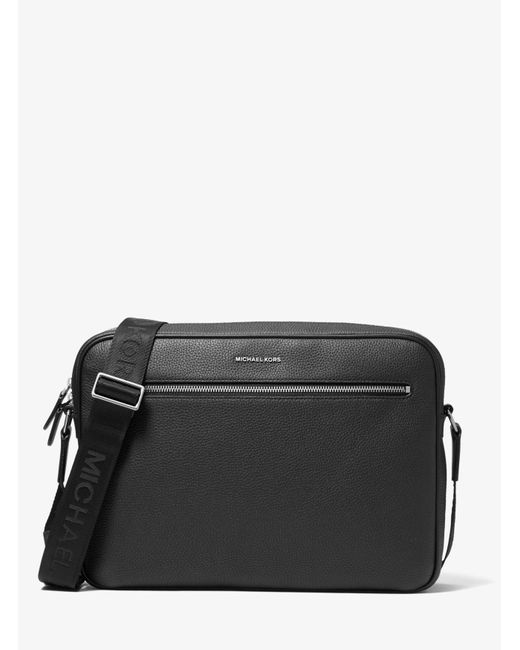 Michael Kors Black Hudson Large Pebbled Leather Camera Bag for men