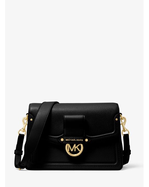 Michael Kors Jessie Medium Pebbled Leather Shoulder Bag in Black | Lyst UK