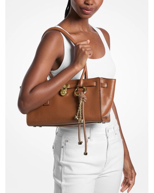 Michael Kors White Mk Hamilton Moderne Small Leather Satchel