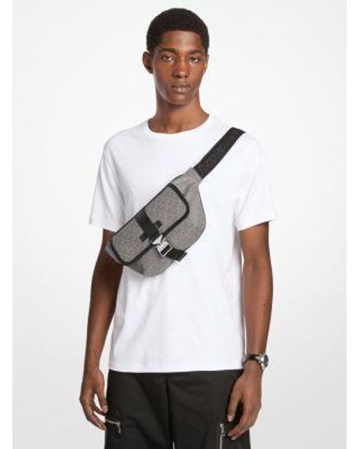 Michael Kors Gray Hudson Signature Logo Sling Pack for men