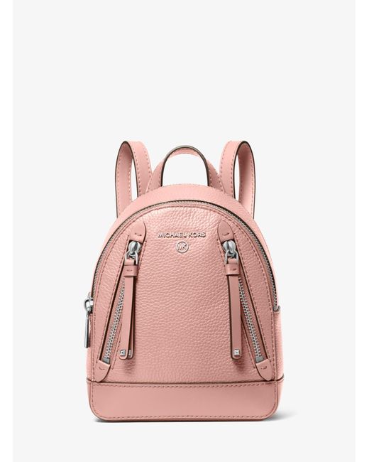 Michael Kors Brooklyn Extra-small Pebbled Leather Backpack in Pink ...