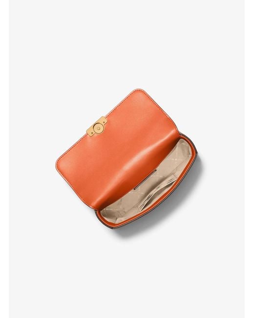 Michael Kors Orange Tribeca Small Studded Suede Shoulder Bag