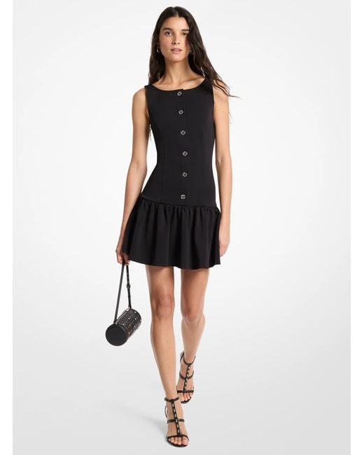 MICHAEL Michael Kors Black Mk Double-Knit Crepe Drop-Waist Dress