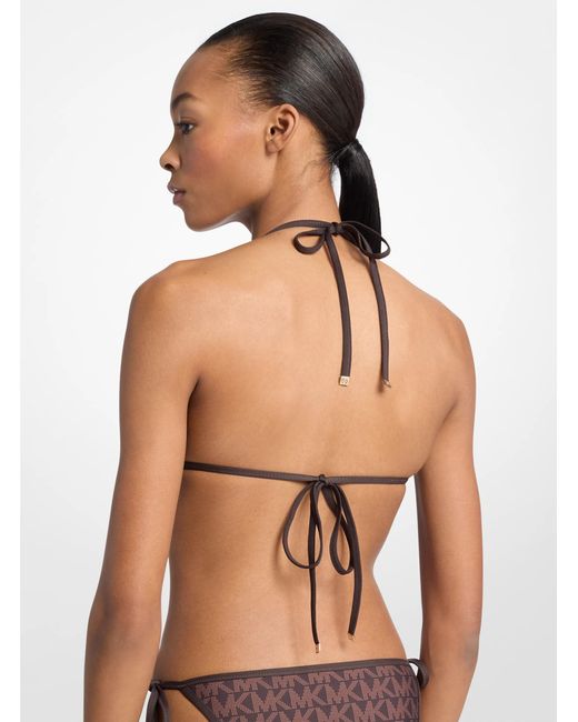 MICHAEL Michael Kors Brown Mk Reversible Logo Triangle Bikini Top