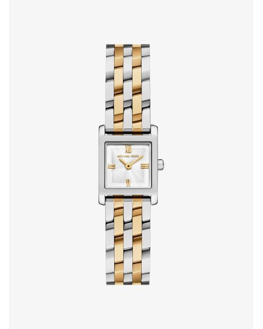 Michael Kors White Mk Micro Georgie Two-Tone Watch