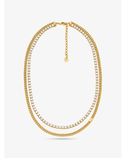 Michael Kors Metallic Mk Precious Metal-Plated Brass Double Chain Tennis Necklace