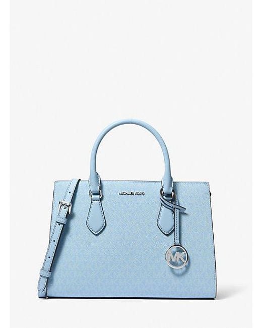 Michael Kors Blue Sheila Medium Signature Logo Satchel