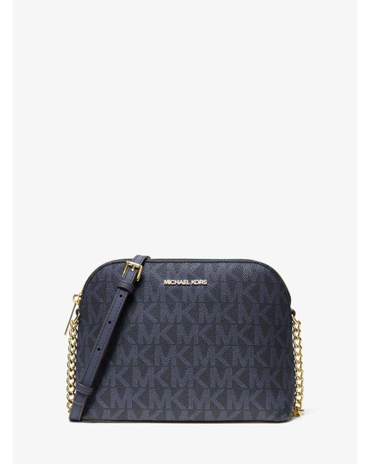Michael Kors Outlet Blue Mk Cindy Signature Logo Dome Crossbody Bag