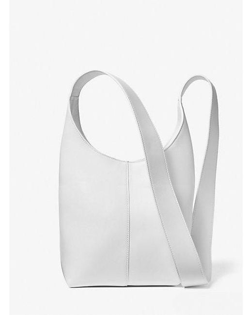 Michael Kors White Dede Mini Leather Hobo Bag