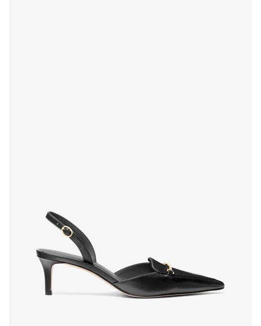 MICHAEL Michael Kors White Mk Lena Leather Slingback Pump