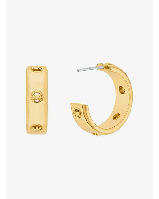Michael Kors Metallic Logo Huggie Earrings