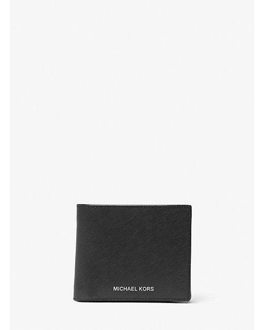Michael Kors White Harrison Saffiano Leather Billfold Wallet for men