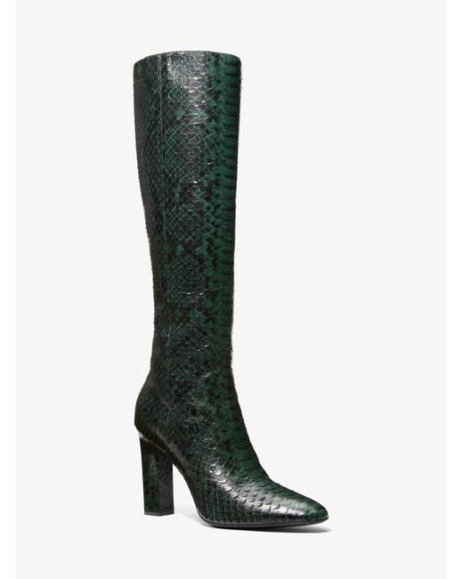 Michael Kors Green Mk Carly Python Embossed Leather Boot