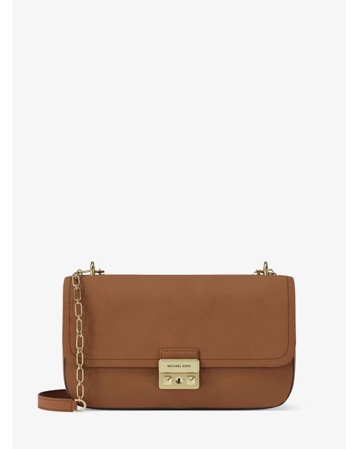MICHAEL Michael Kors Brown Mk Tribeca Large Pebbled Leather Shoulder Bag