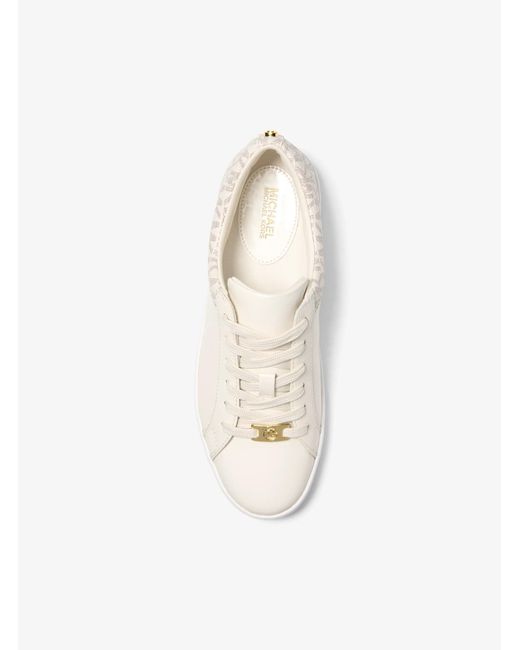 MICHAEL Michael Kors Natural Mk Keaton Leather And Signature Logo Trainers