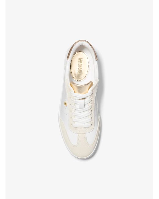 MICHAEL Michael Kors White Metallic Leather Low-Top Sneakers