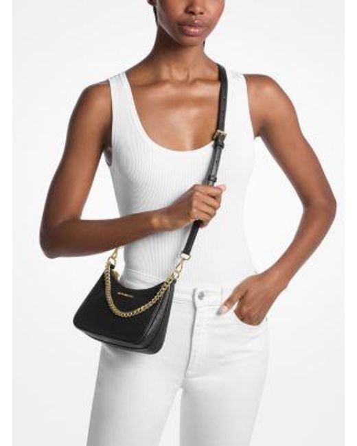 Michael Kors Black Jet Set Travel Pebbled Leather Convertible Crossbody Bag